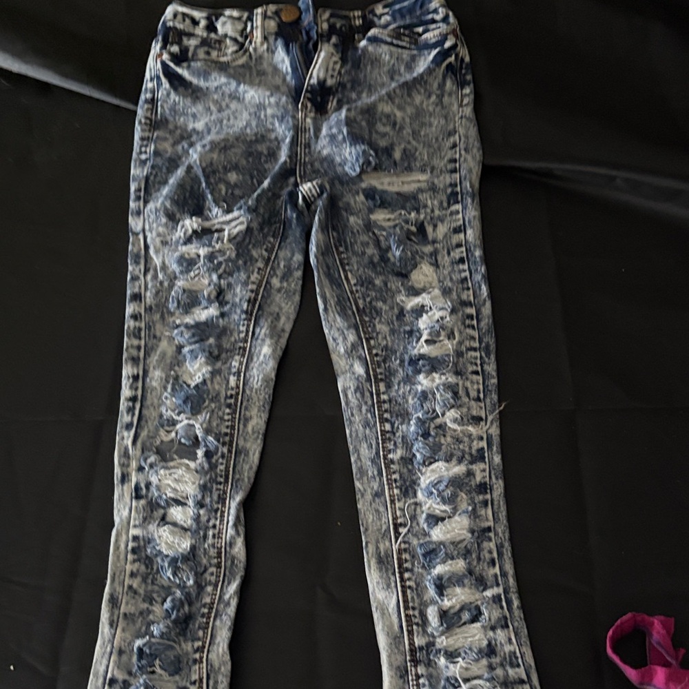 Distressed Blue Jeans